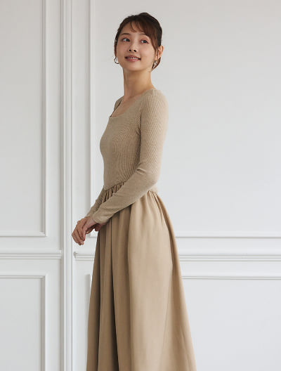 ANN DEMEULEMEESTER パープル長袖ワンピース アンドゥムルメステールANN DEMEULEMEESTER ノースリーブラップ
