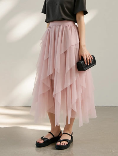 チュールフリルスカート