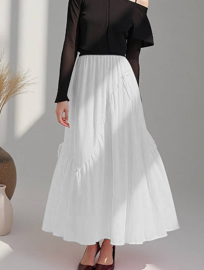 リボンラウンドギャザースカート