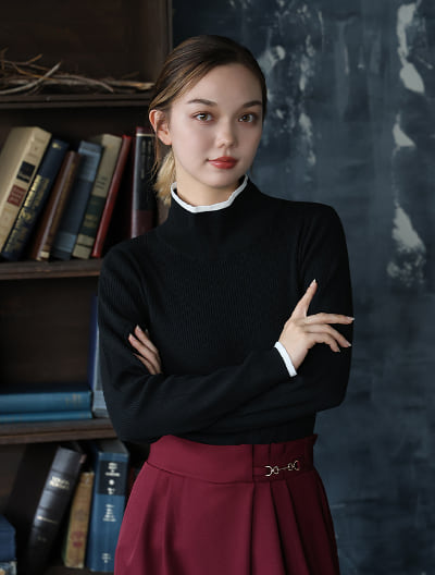 配色リブニット