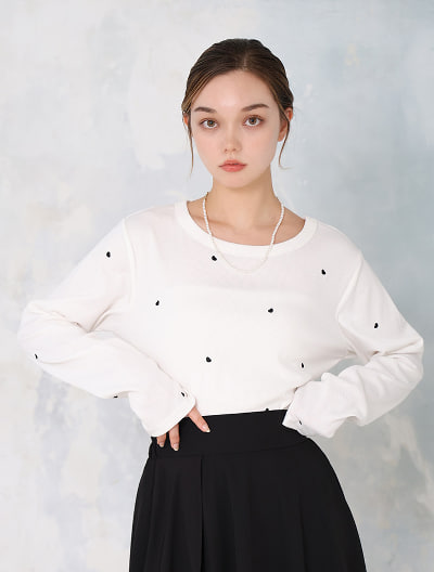 ハート刺繍カットソー