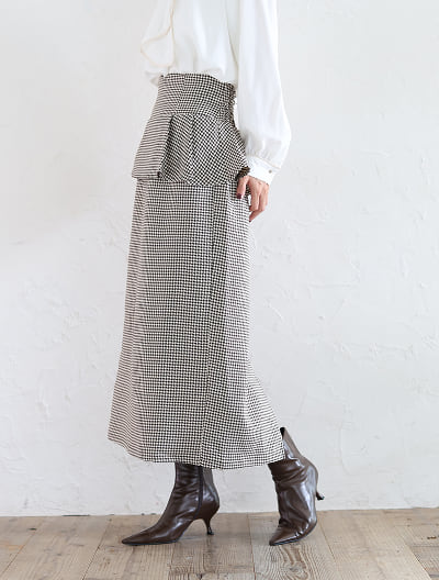 【MARIAセレクト】 【U150サイズあり】千鳥チェックペプラムナロースカート