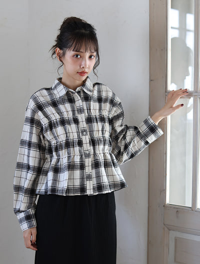 起毛シャーリングチェックシャツ