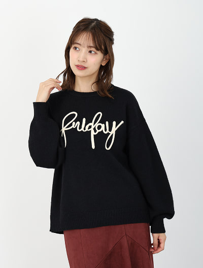 アルパカタッチコード刺繍ニット