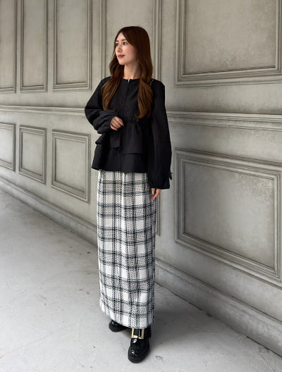 【kanaセレクト】 【U150サイズあり】チェック柄バックスリットナロースカート