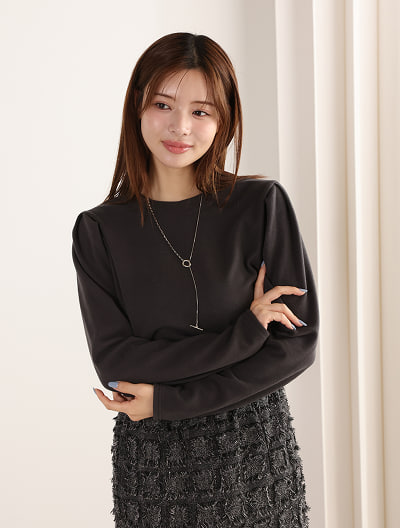 パフスリーブシンプルカットソー