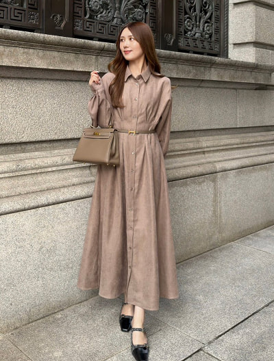 【kanaセレクト】 【U150サイズあり】ウエストタックシャツワンピース