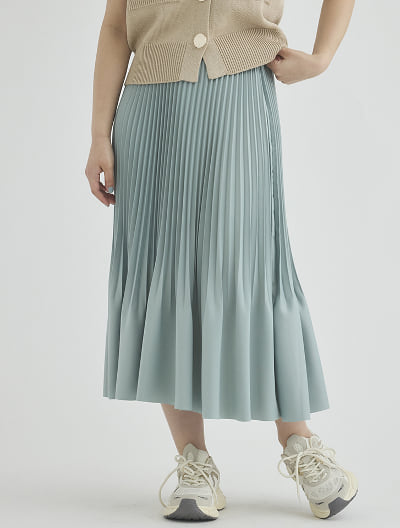 消しプリーツウエストゴムスカート