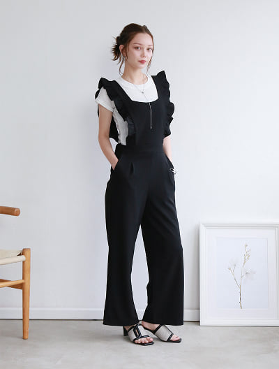 ショルダーフリルサロペット