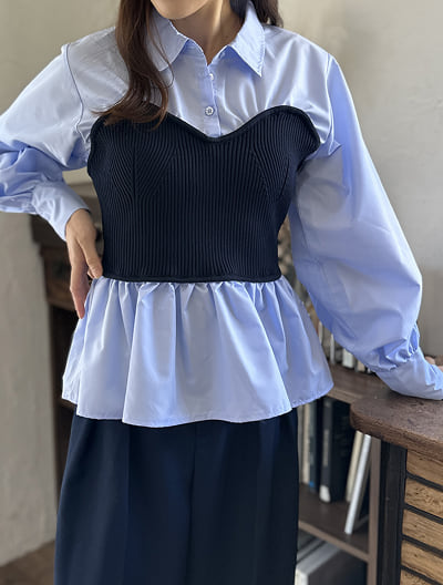 ビスチェニットドッキングシャツ