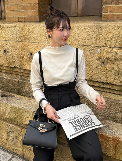 起毛リブプチハイネックロンT