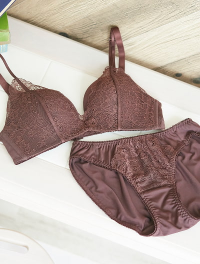 丸胸レーシィノンワイヤーブラ＆ショーツセット06