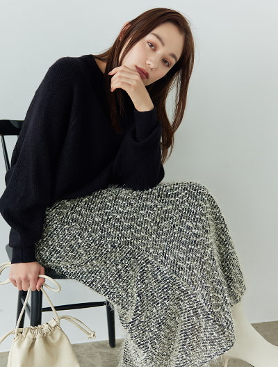 ラメフェザーヤーンニットスカート