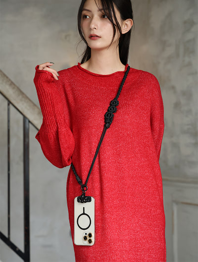 編み込みコードフラワースマホショルダー