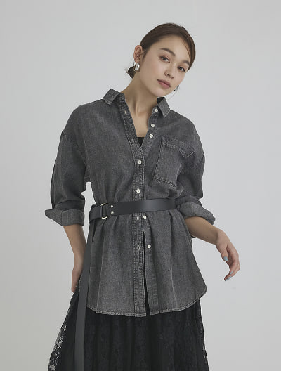 長袖デニムシャツ