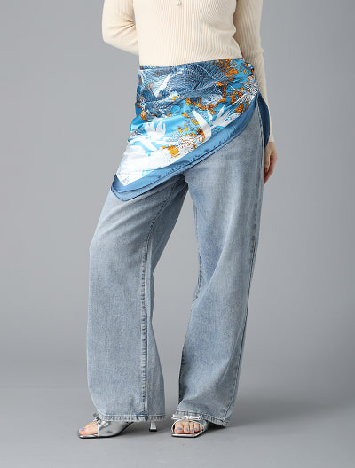 ボタニカルブルー大判スカーフ