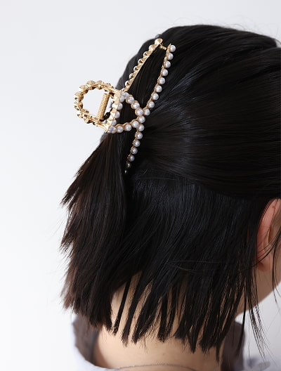 パールラインメタルヘアクリップ