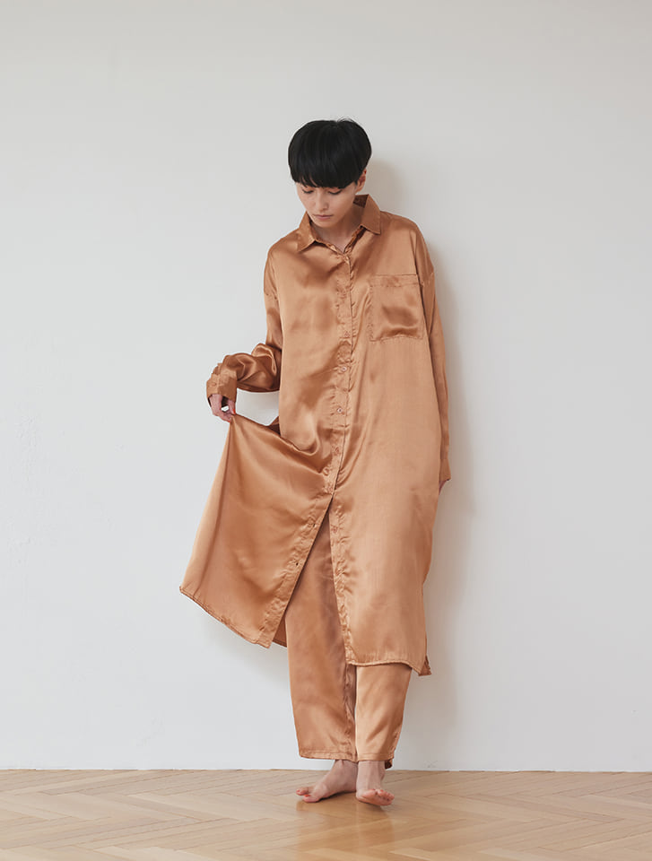 【fifth/フィフス】サテンマキシシャツパジャマ