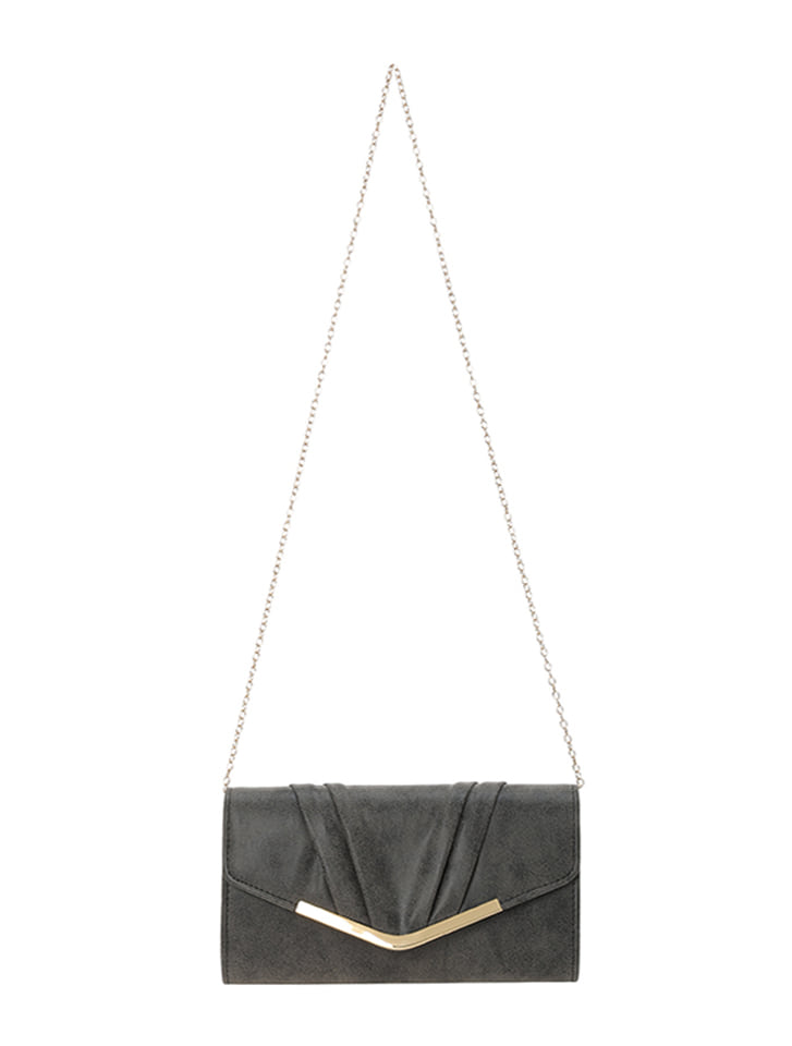 Deneb マットフェイクレザーVメタルタッククラッチバッグ | 人気