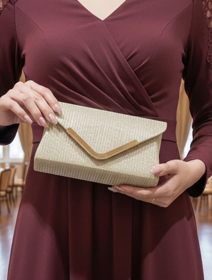 ラメＶメタルミニクラッチバッグ