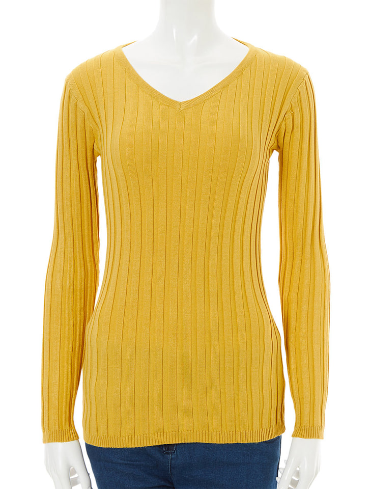 フィットニットVネックトップス