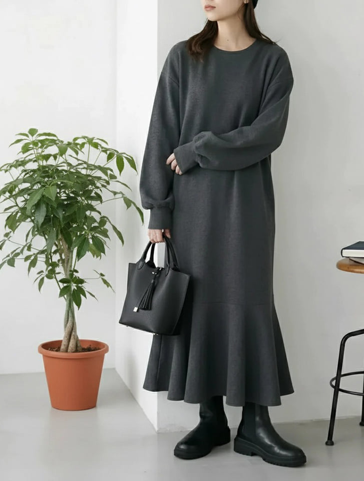 fifth 【サイズ展開あり】裏起毛ソフトスウェットマーメイドワンピース