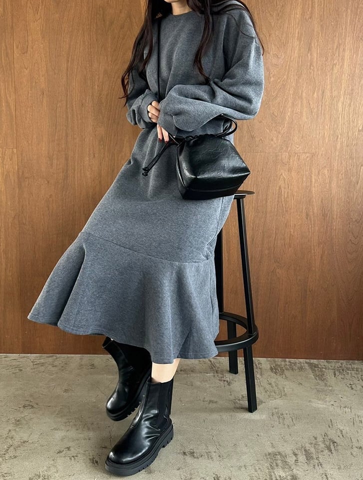 fifth 【サイズ展開あり】裏起毛ソフトスウェットマーメイドワンピース 