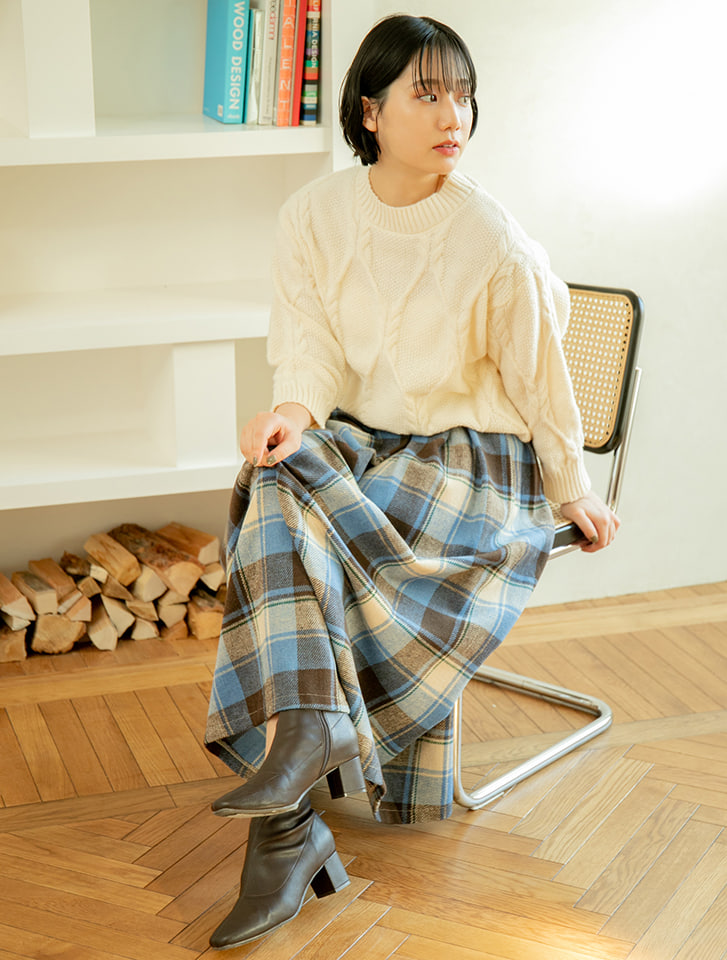 【スタイリストレコメンド】チェック柄フレアロングスカート