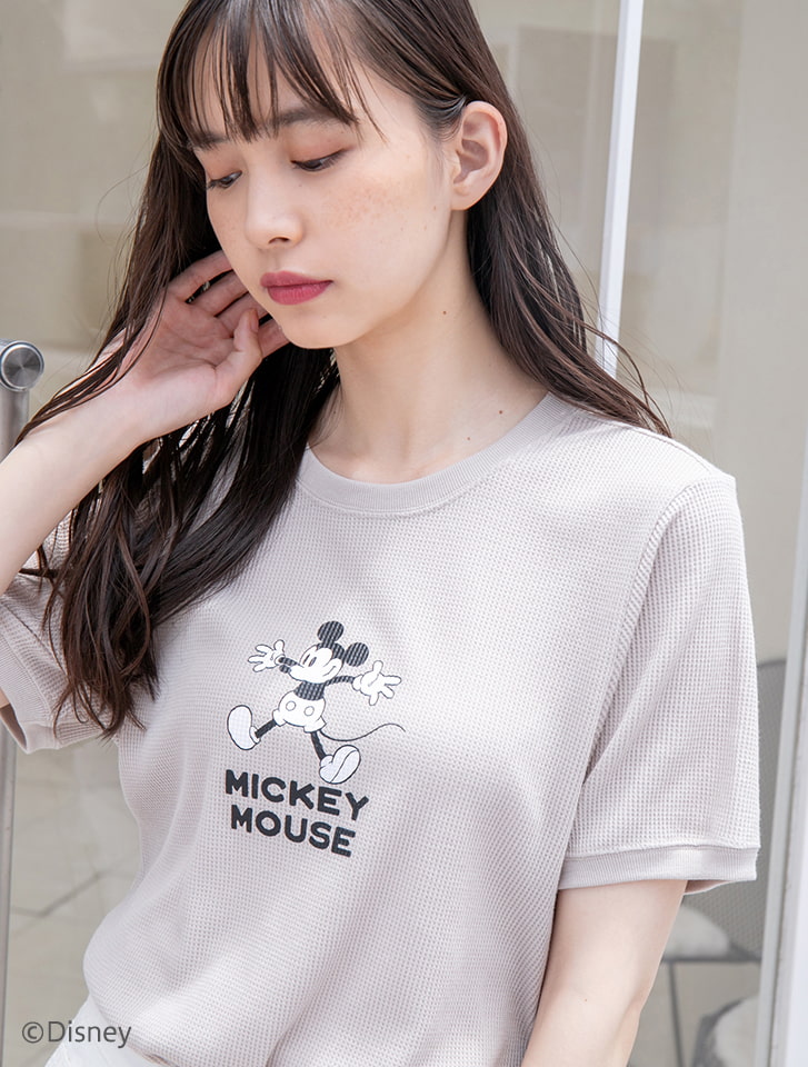Disney ミッキー ワッフルプリントtシャツ ファッション通販fifth フィフス