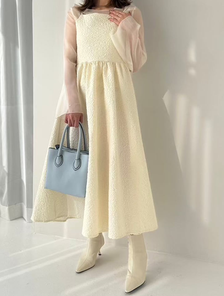 あーちゃんリバティジャガード キャミワンピース ふくれジャガードAラインフレアキャミワンピース – ABITOKYO （ アビ