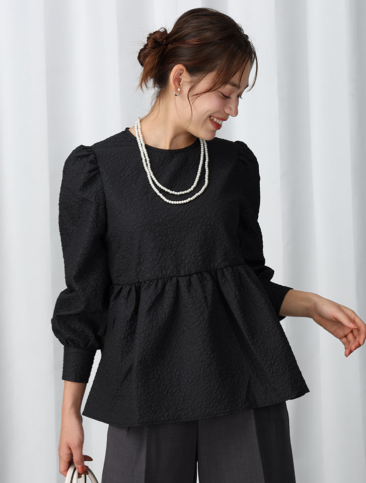 Drawer*24SS フクレジャガードニット トップス ペプラム ライトブルー c7268_i5_750.jpg