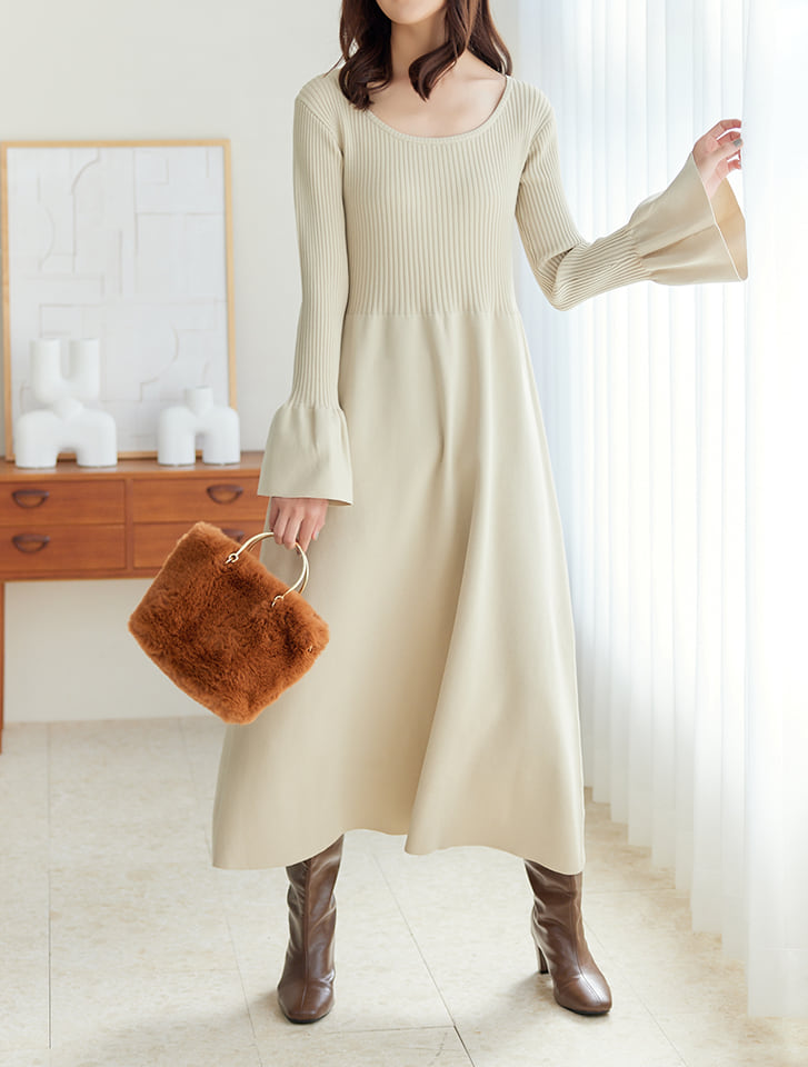 【KAREN MILLEN】ベルスリーブ ニット ワンピース【送料関税込】 fifth ベルスリーブフレアニットワンピース | 人気レディース