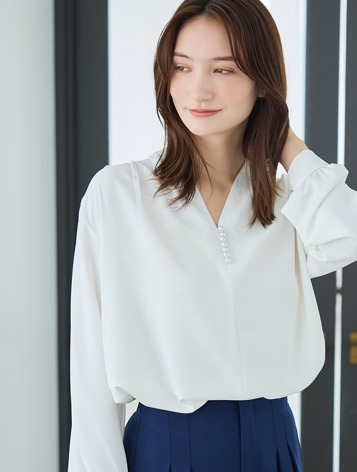 Loungedress - ＊美品＊ loungedress パールネックブラウス LOUNGEDRESS（ラウンジドレス）の「【WEB限定】パールネック