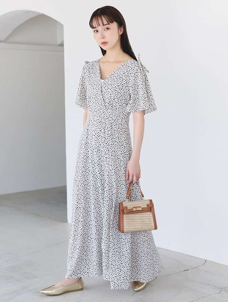 Veritecoeur 花柄カシュクールロングワンピース 長袖 楽天市場