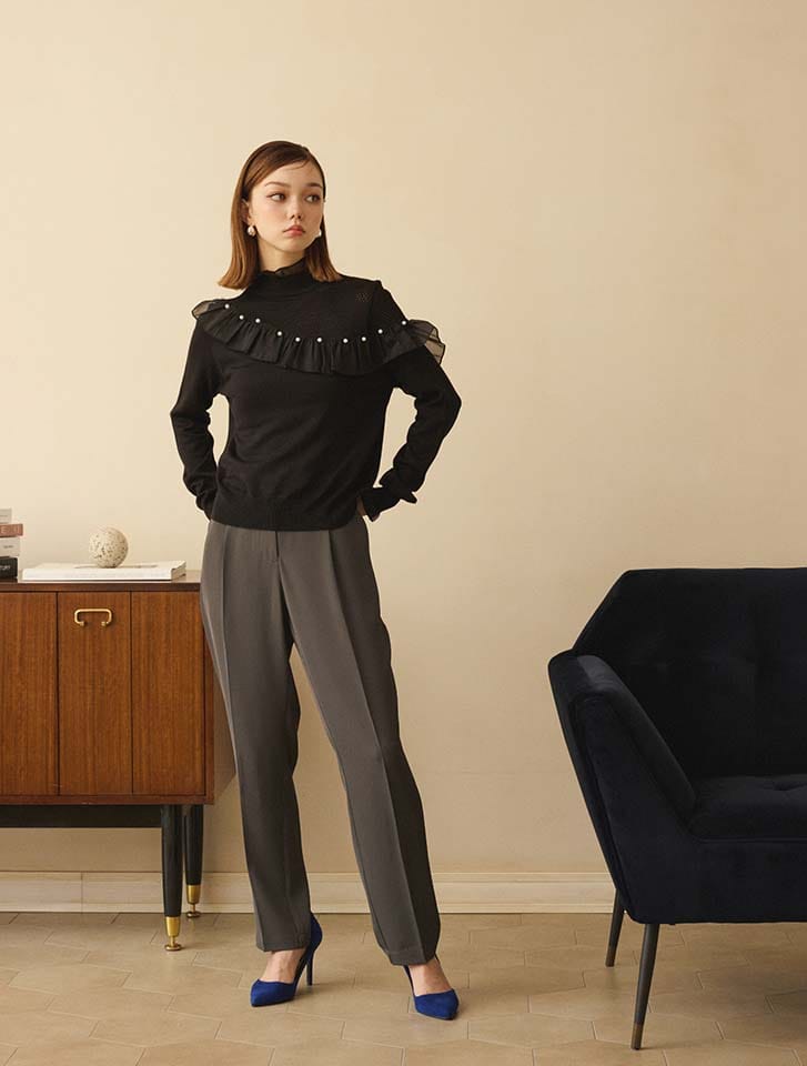 新品　ミナペルホネン　 choucho タックテーパード　パンツ　黒 新品 ミナペルホネン choucho タックテーパード パンツ 黒