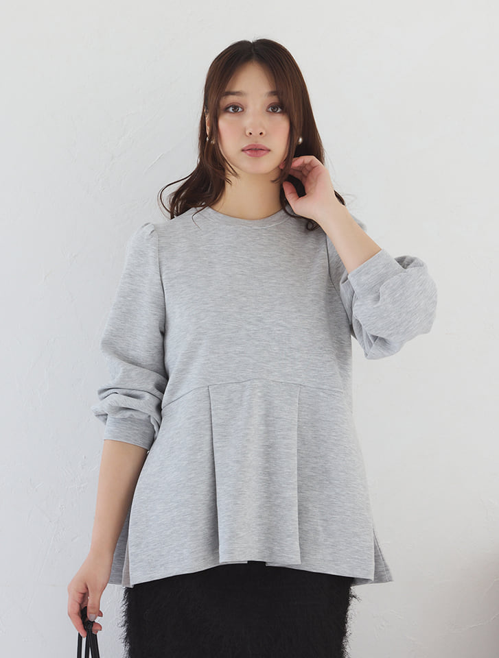 ペプラムトップス カットジョーゼットドッキングペプラムトップス【洗濯機可