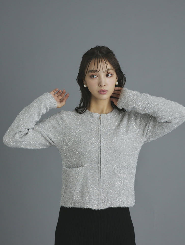 fifth ラメフェザージップカーディガン | 人気レディース