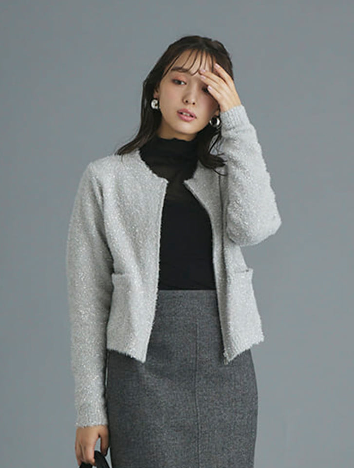 fifth ラメフェザージップカーディガン | 人気レディースファッション