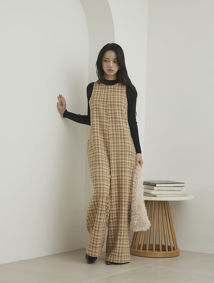 サロペット・オーバーオール・オールインワン fofofofa HOPPER SUIT / gray check fofofofa HOPPER SUIT / gray check