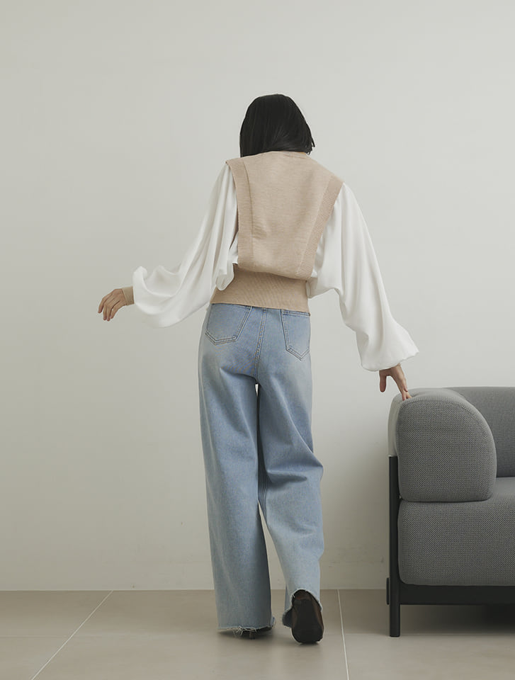 【あいちゃん様】DOUDOU 長袖 ニット ブラウス ドッキング ブラック miniministore ドッキング ニットブラウス レディース