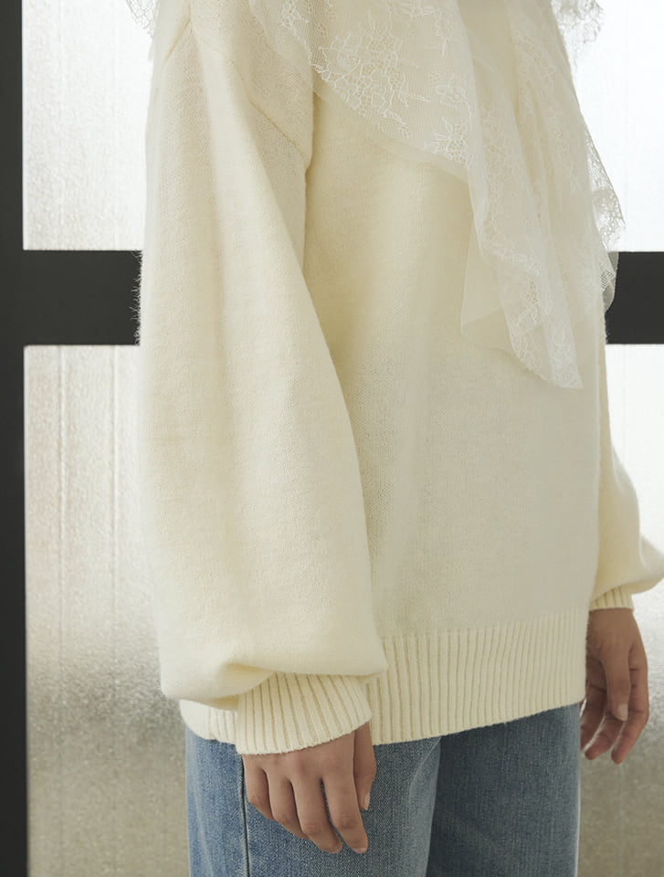 fifth アルパカタッチレースフリルカラーニット | 人気レディース