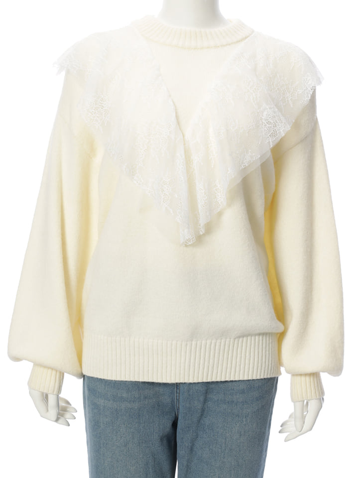 fifth アルパカタッチレースフリルカラーニット | 人気レディース