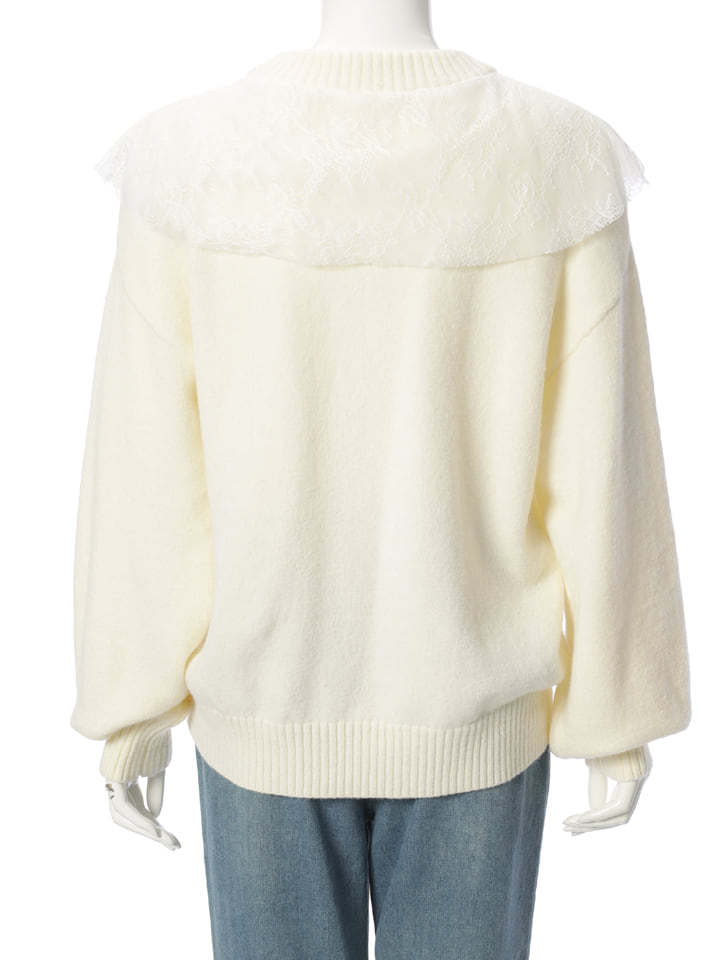 fifth アルパカタッチレースフリルカラーニット | 人気レディース