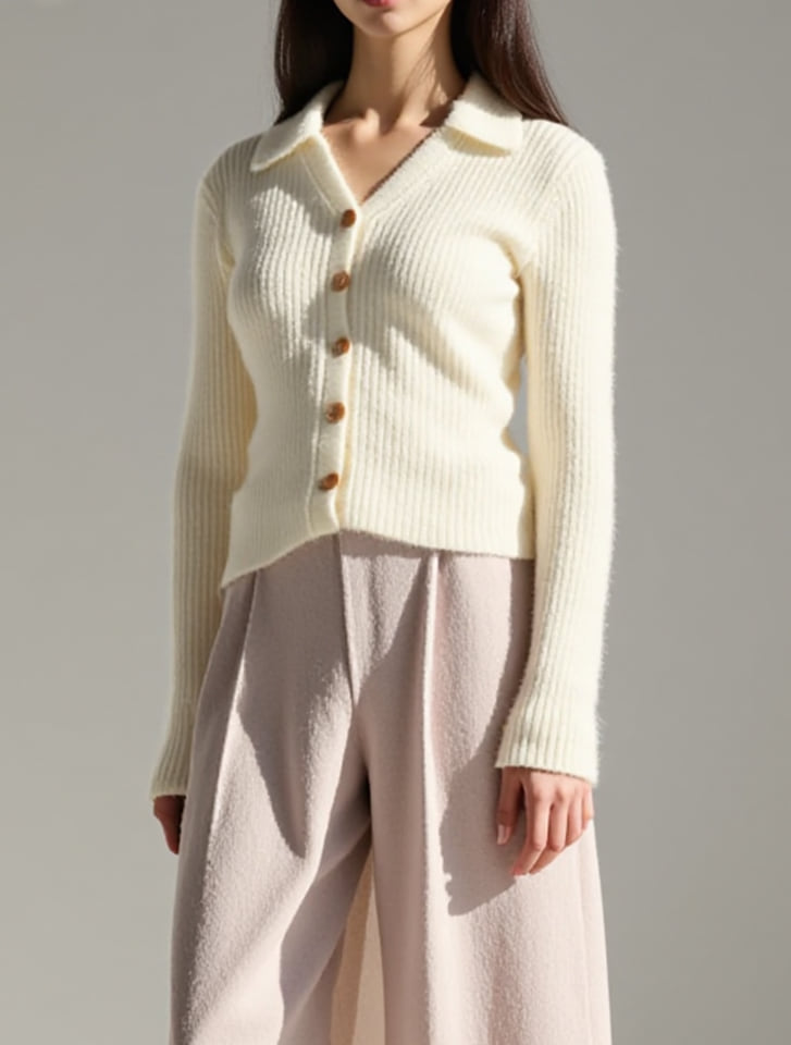 fifth ミニフェザー衿付ニットカーディガン | 人気レディース