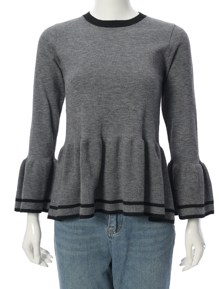 chaos ティーヘンプニット　ブラック　フリーサイズ fifth バイカラーペプラムデザインニット | 人気レディース