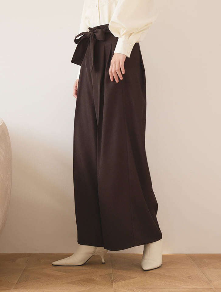 fifth リボンベルト付ハイウエストワイドパンツ | 人気