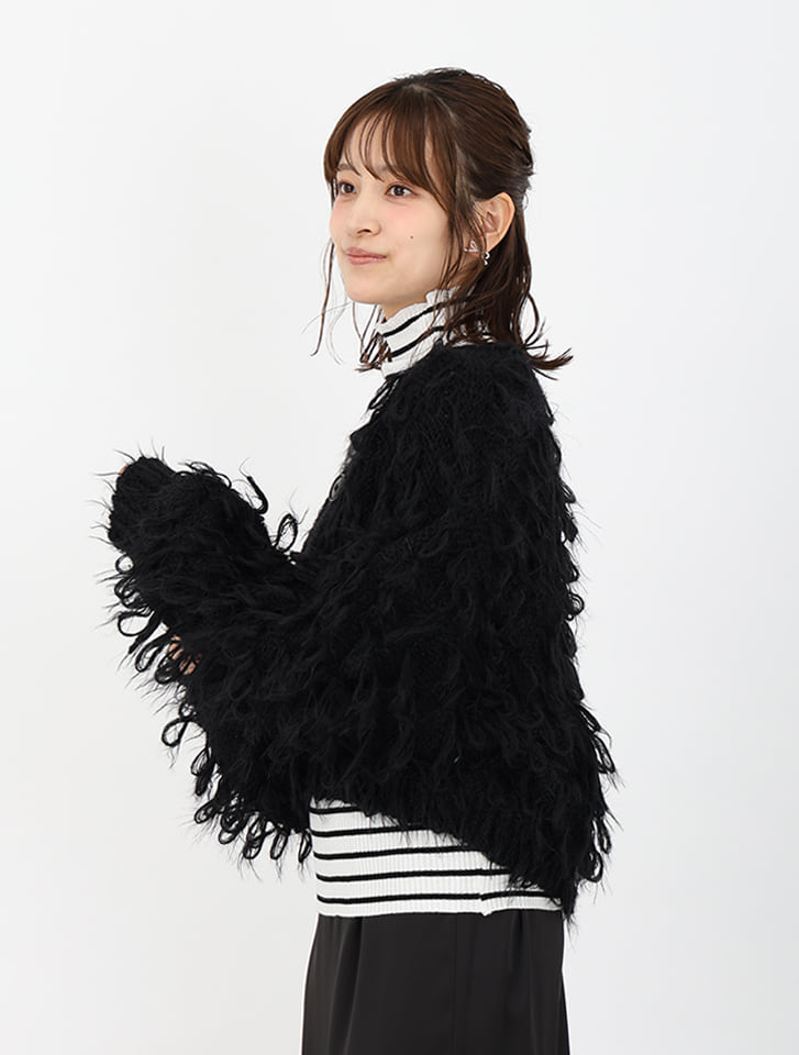 y.　16日までお取り置き　カラーループニットカーディガン y.様専用 16日までお取り置き カラーループニットカーディガン