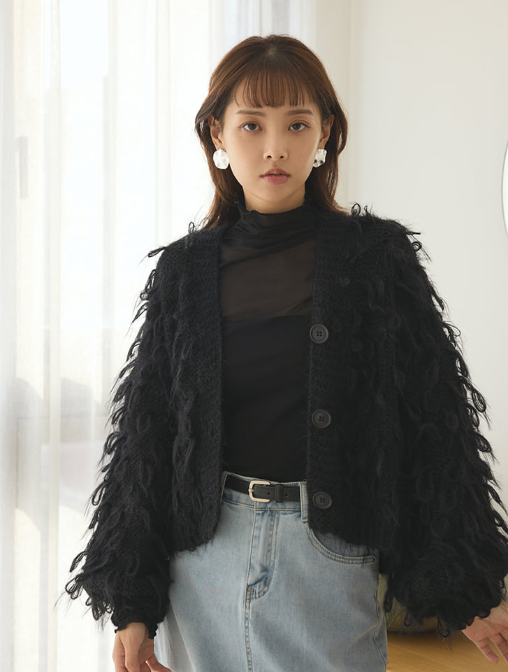 y.　16日までお取り置き　カラーループニットカーディガン y.様専用 16日までお取り置き カラーループニットカーディガン