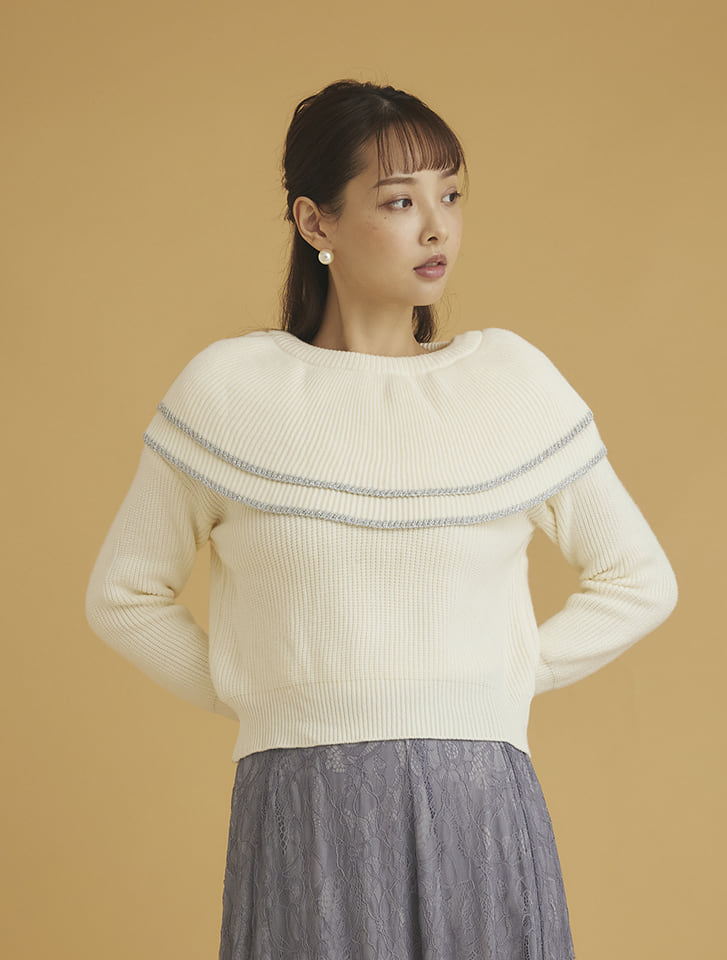 fifth ケープ配色ニットプルオーバー | 人気レディースファッション