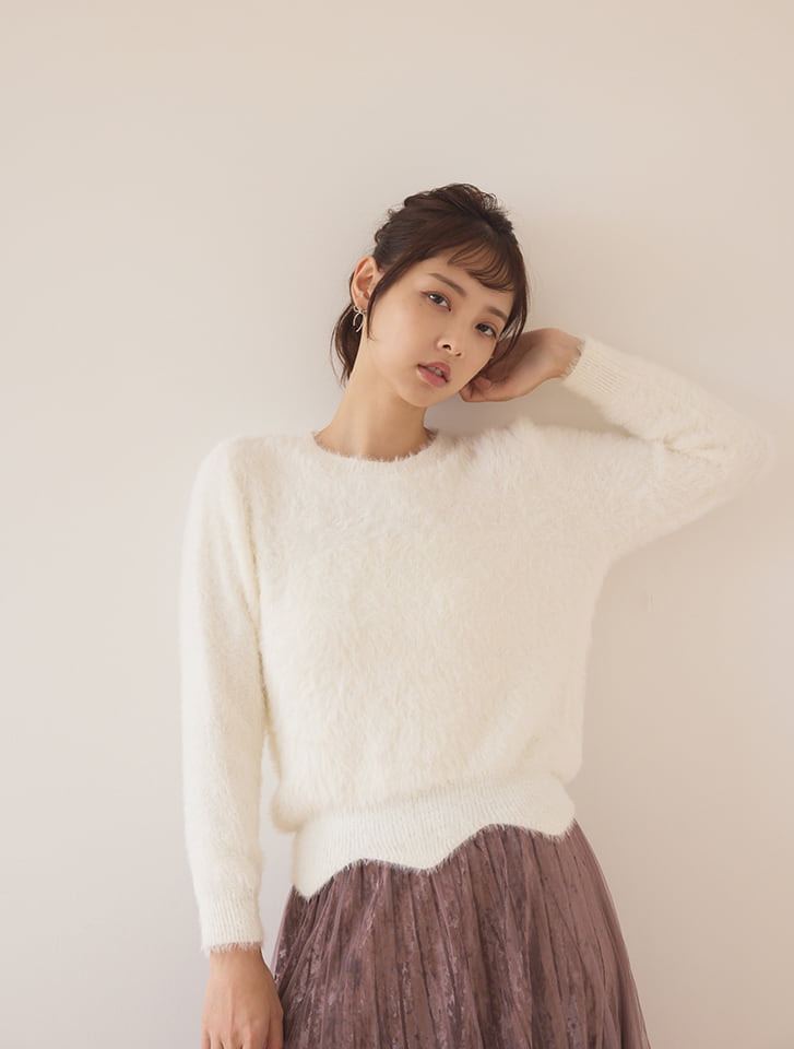 【fifth/フィフス】【青木菜花セレクト】フェザーニットクルーネックプルオーバー